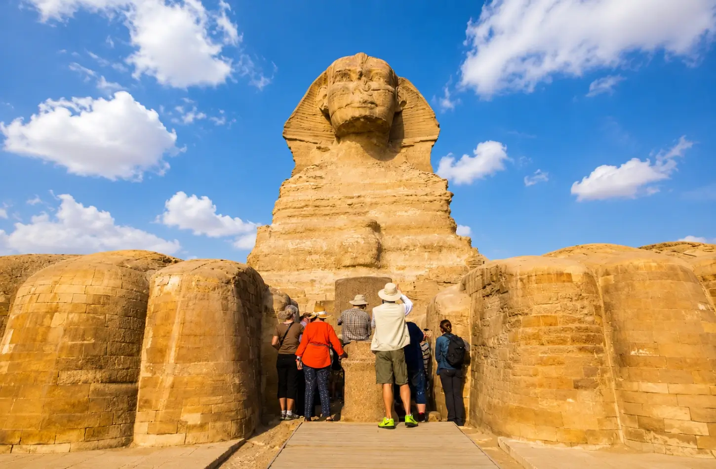 Tourists exploring the Great Sphinx of Giza during the best time to visit Egypt